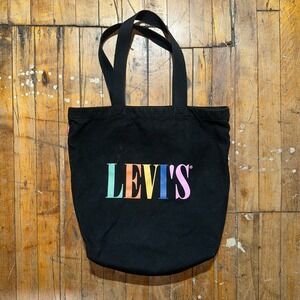 Levi's Pride Tote Bag Unisex Black Canvas Rainbow Logo Eco Friendly Strap